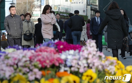[사진] 봄 시샘하는 꽃샘추위에 움츠러든 시민들