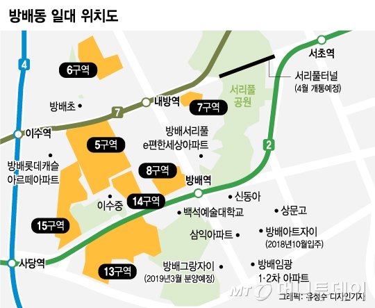 강남 출퇴근 20분 단축…서리풀터널 개통에 방배동 집값 들썩