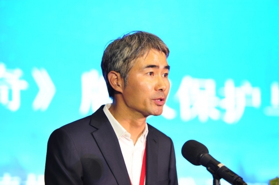 장현국 위메이드 대표가 지난 19일 중국 베이징에서 열린 '2019 중국 온라인게임 판권 보호 및 발전 포럼'에서 발표하고 있다. /사진제공=위메이드