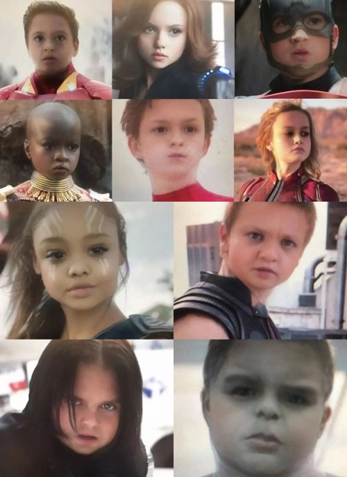 아기 얼굴로 바뀐 '어벤저스' 영웅들의 모습./사진=온라인 커뮤니티