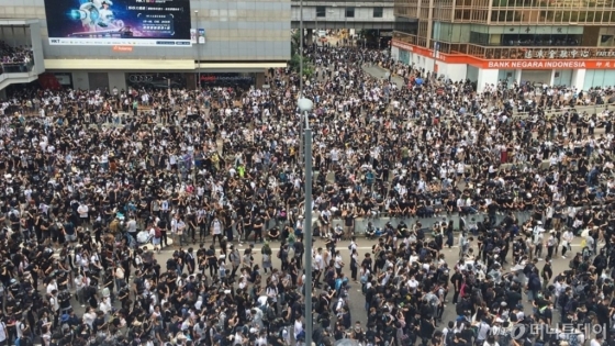 지난 12일 홍콩 시위 현장. /사진=이재은 기자