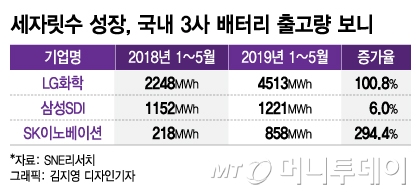 '증설효과 나온다 'LG·SK 배터리 판매 세자릿수 성장