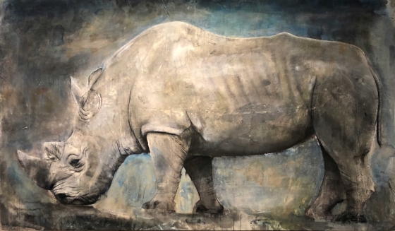  γ(Russ Ronat, ڻԼ(White Rhino), Mixed media on Canvas, 274 x 160cm, 2018. /=񳪹̼