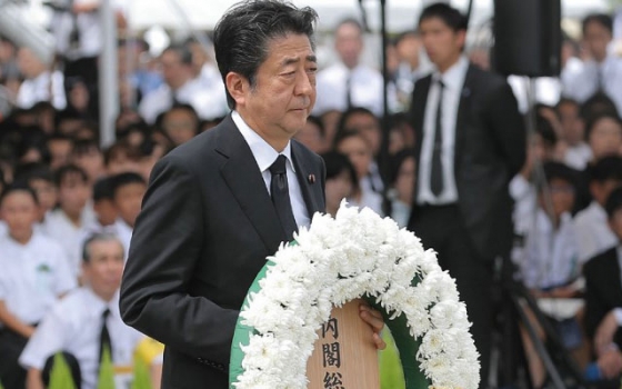 지난 9일 나가사키에서 열린 '평화기념행사'에 참석한 아베 총리. /사진=AFP
