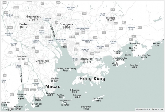 홍콩과 중국 광둥성 일대 지도. /사진=구글지도