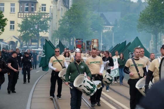 지난 5월 1일 독일 작센주의 플라우엔시에서 극우 성향의 독일 시민들이 시위에 나섰다. /사진=AFP.