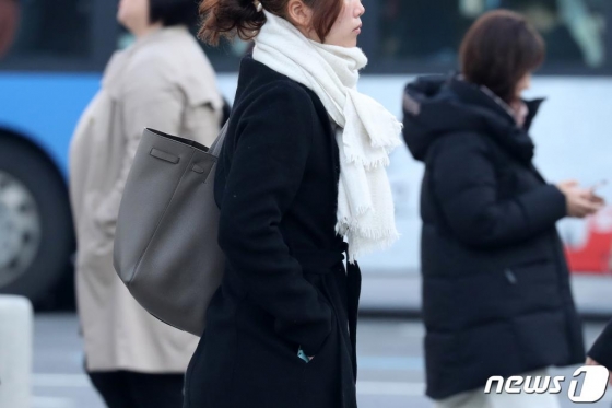 전국적으로 쌀쌀한 날씨를 보인 지난달 12일 오전 서울 세종대로 광화문광장 인근에서 시민들이 발걸음을 재촉하고 있다. /사진=뉴스