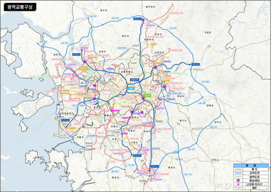 광역교통 2030 계획에 담긴 수도권 광역교통망 구상안. /자료=국토교통부