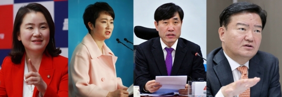 사진 왼쪽부터 신보라 한국당 의원, 이언주 무소속 의원, 하태경 새로운보수당 책임대표, 민경욱 한국당 의원./사진=이동훈 기자