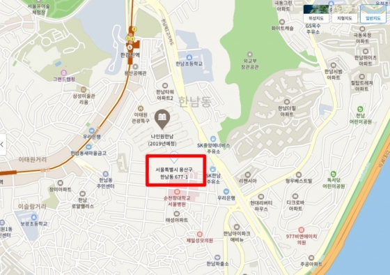 서울시 용산구 한남동 677-1 한남근린공원 /사진=네이버 지도