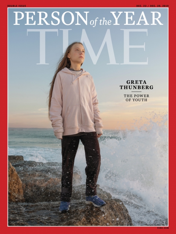 2019년 미국 타임지 '올해의 인물'로 선정된 스웨덴의 10대 환경운동가 그레타 툰베리. /사진=타임지 홈페이지 