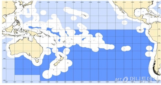 남태평양 지역수산관리기구 협약대상 수역(진청색 부분) /제공=해양수산부