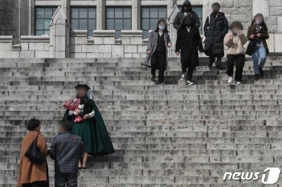 [사진] 로로나19로 연기된 졸업식...'기념촬영만 먼저'