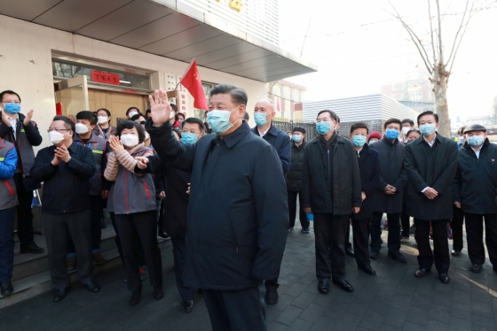 10일(현지시간) 코로나19가 발병한 후 처음으로 모습을 드러낸 시진핑 중국 국가주석/사진=로이터