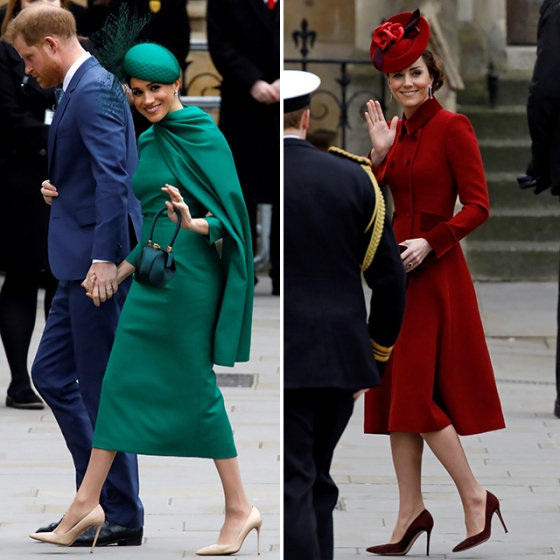 (왼쪽)영국 해리 왕자와 메건 마클 서섹스 공작부인, (오른쪽)케이트 미들턴 왕세손비 /사진=/AFP