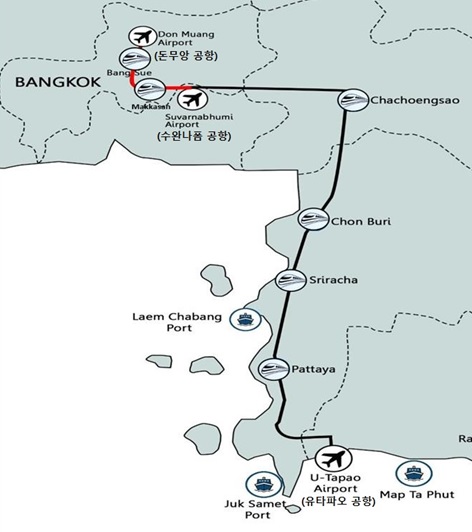 태국 3개 공항 연결 고속철도 노선도/자료: 철도공단