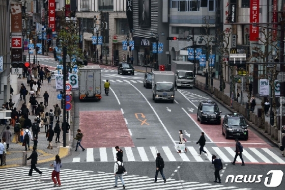 지난달 30일 일본 도쿄의 시부야 거리. © AFP=뉴스1