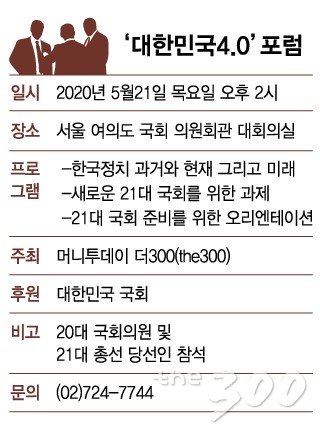 21대 국회 길라잡이 '대한민국4.0'포럼 열린다