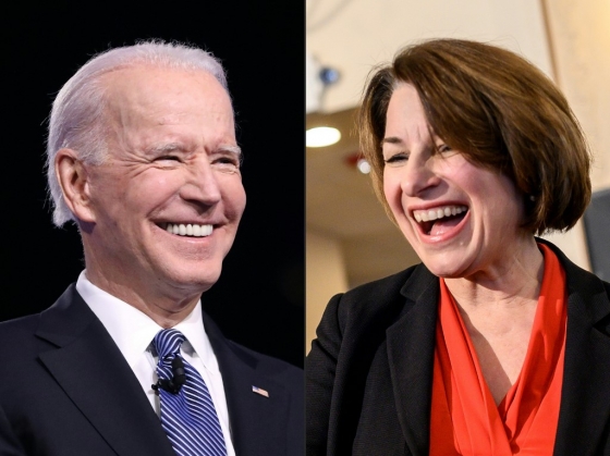 2020 미국 대선 후보인 민주당의 조 바이든 전 부통령(왼쪽)과 러닝메이트 후보로 거론되는 에이미 클로버샤 상원의원(오른쪽). /AFPBBNews=뉴스1