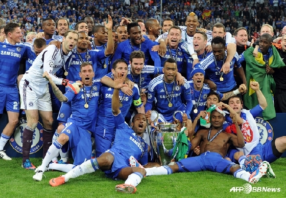 2012년 5월 20일 열린 UEFA 챔피언스리그 결승전서 바이에른 뮌헨을 꺾고 우승을 차지한 첼시 선수들. /AFPBBNews=뉴스1