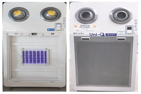 한국건설기술연구원에서 개밣한 항균항바이러스 공조필터를 장착한 공기청정기/사진=건설연