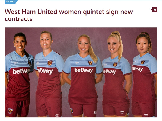 여자축구대표팀의 핵심 미드필더 조소현이 웨스트햄과 재계약을 체결했다. (웨스트햄 홈페이지) © 뉴스1