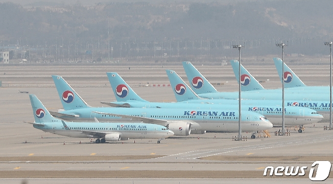 인천국제공항 계류장의 대한항공 항공기 © News1 박지혜 기자