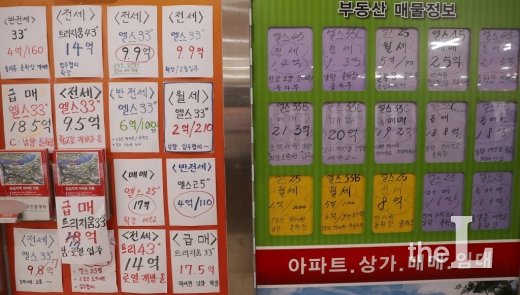 지난 17일 정부의 21번째 부동산 대책이 발표된 가운데 19일 오후 서울 송파구의 부동산 사무소에 매물 전단이 붙어 있다.