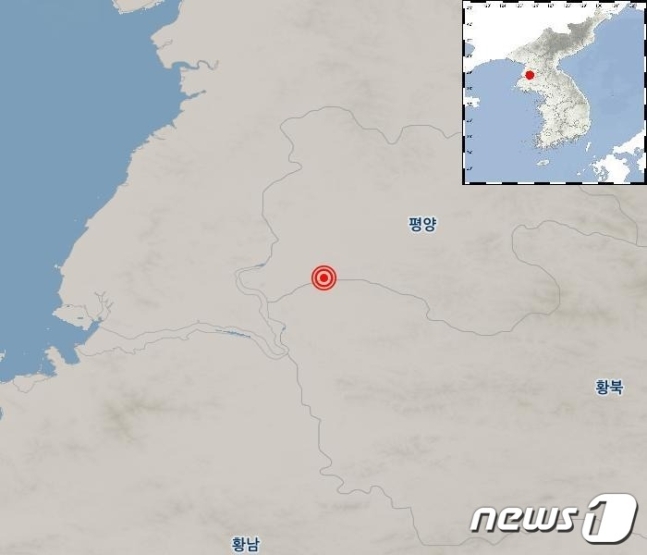 5일 오전 1시22분 북한 황해북도 송림 지진 발생 지역(기상청 제공) © 뉴스1