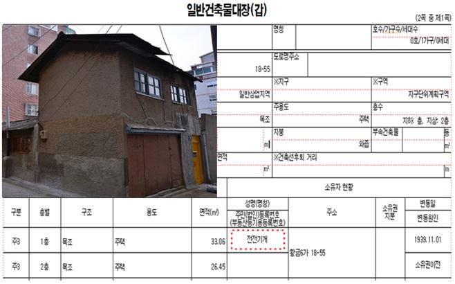 일제 잔재 적산가옥과 건축물대장(예시)/자료=서울시