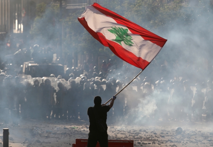 8일(현지시간) 레바논 베이루트에서 일어난 시위/사진=로이터