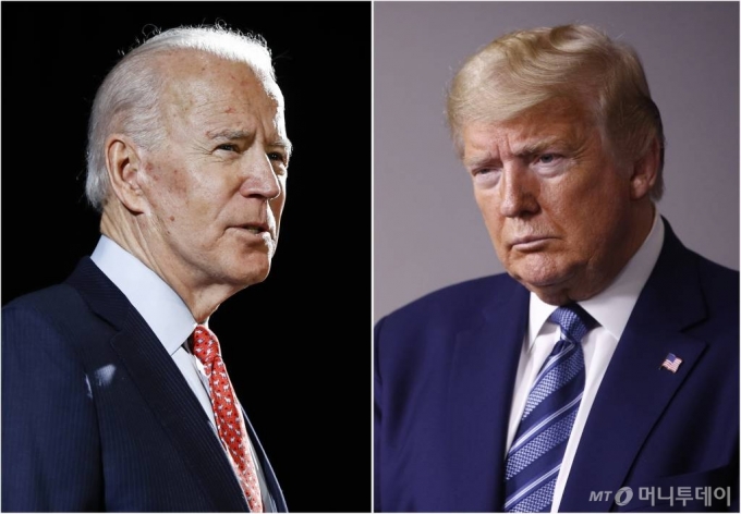 [AP/뉴시스] 올 11월 미국 대선에서 맞붙을 조 바이든 전 부통령(왼쪽)과 도널드 트럼프 대통령
