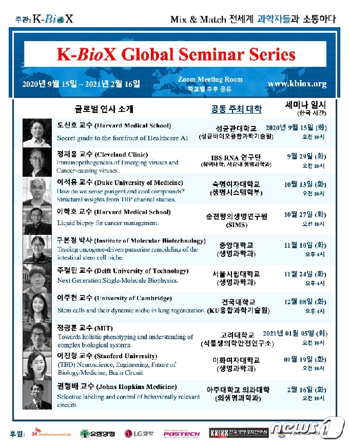 온라인 세미나 '글로벌 K-바이오X'에 참여하는 연사들.(K-바이오X 제공)© 뉴스1