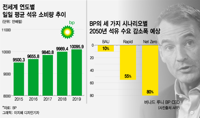 BP의 '탄소 순배출 제로 2050', SK이노의 '그린밸런스 2030'
