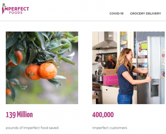 못난이 식재료를 저렴한 가격에 가정까지 배송하는 미국 스타트업 임퍼펙트 푸드(Imperfect Foods). 1억3900만 파운드의 못난이 식재료의 손실을 막았다고 설명한다. /사진=Imperfect Foods 홈페이지