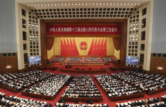 [베이징=신화/뉴시스]22일 중국 베이징 인민대회당에서 (전인대) 3차 회의가 열리고 있다. 2020.05.22.