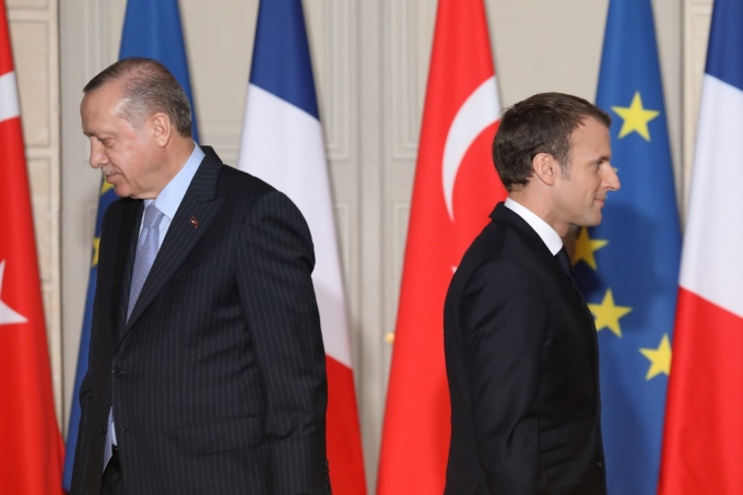 에마뉘엘 마크롱 프랑스 대통령과 레제프 타이이프 에르도안 터키 대통령/사진=AFP