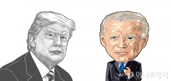 도널드 트럼프 미국 대통령(왼쪽)과 조셉 바이든 미국 민주당 대선 후보의 캐리커쳐//사진=임종철 디자인 기자