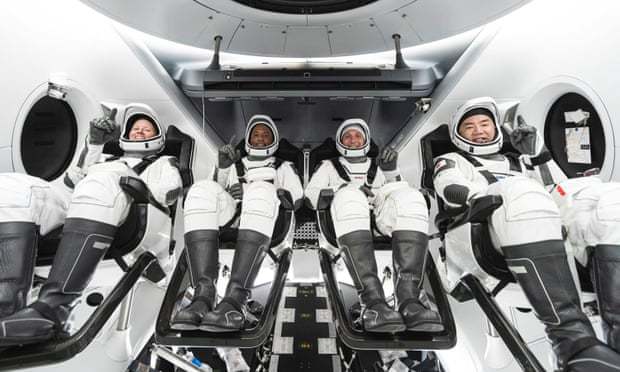 스페이스X의 이번 발사에 참여하는 우주비행사들. 왼쪽부터 섀넌 워커, 빅터 글로버, 마이크 홉킨스, 소이치 노구치/사진=뉴스1/AFP
