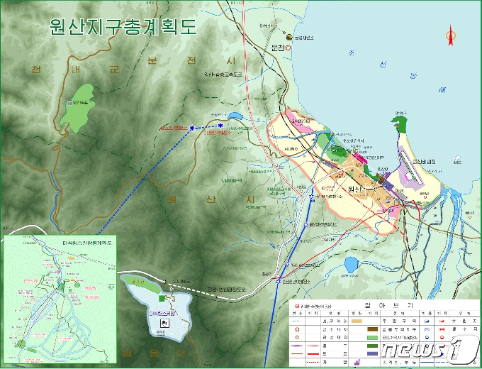 2010년대 초 북한이 작성한 원산지구 개발계획도. (미디어한국학 제공) 2020.12.19.© 뉴스1
