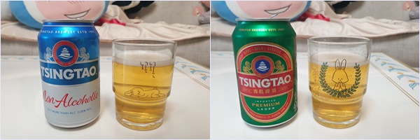 칭따오 비알코올 맥주 '칭따오 논알콜릭'(왼쪽), 맥주 '칭따오' /사진=이영민 기자