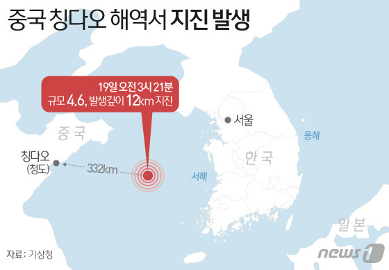 [사진] [그래픽] 중국 칭다오 해역서 지진 발생
