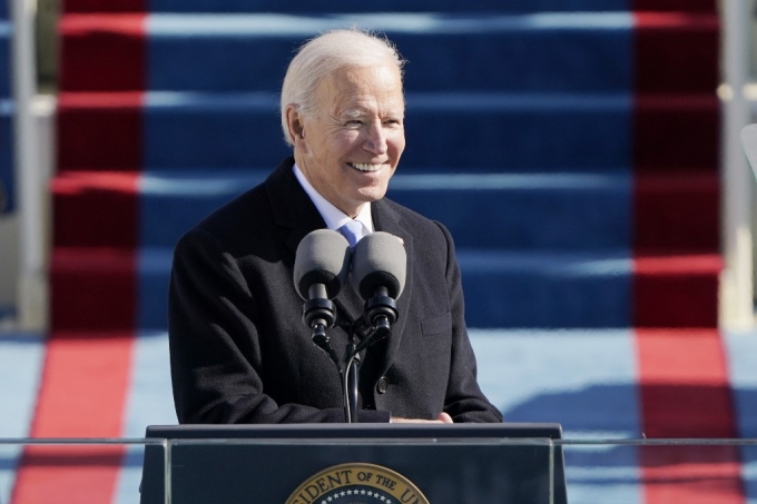 제46대 미국 대통령에 취임한 조 바이든 대통령이 취임 연설을 하고 있다. /AFPBBNews=뉴스1