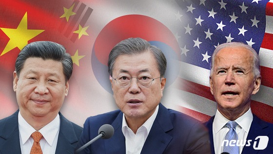 (왼쪽부터) 시진핑 중국 국가주석, 문재인 대통령, 조 바이든 미국 대통령. © News1 이은현 디자이너