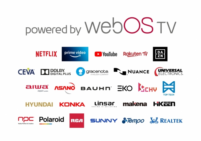 LG전자가 자사 스마트 TV에 적용하고 있는 독자 소프트웨어 플랫폼 webOS를 앞세워 TV 플랫폼 사업에 진출한다. 연내 전 세계 20여 개 TV 업체가 webOS를 탑재한 TV를 출시할 예정이다. 사진은 LG전자가 webOS TV 플랫폼 공급을 위해 협력하고 있는 글로벌 콘텐츠 및 기술 솔루션 파트너사 로고 모음./사진=LG전자 제공