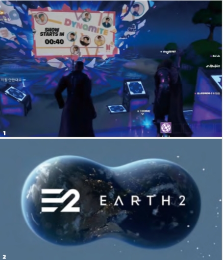 ▲1 포트나이트 속에서 공개된 BTS 뮤직비디오 캡처 2 가상세계 지구 플랫폼 Earth2