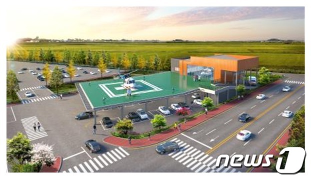 전북 익산 원광대병원 닥터헬기 전용 이·착륙장.(전북도 제공)2021.4.11/© 뉴스1