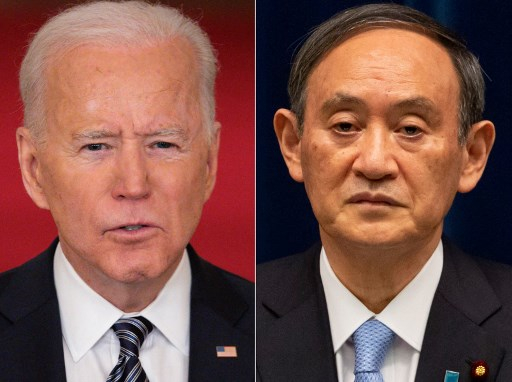 조 바이든 미국 대통령(왼쪽), 스가 요시히데 일본 총리(오른쪽)/사진=AFP