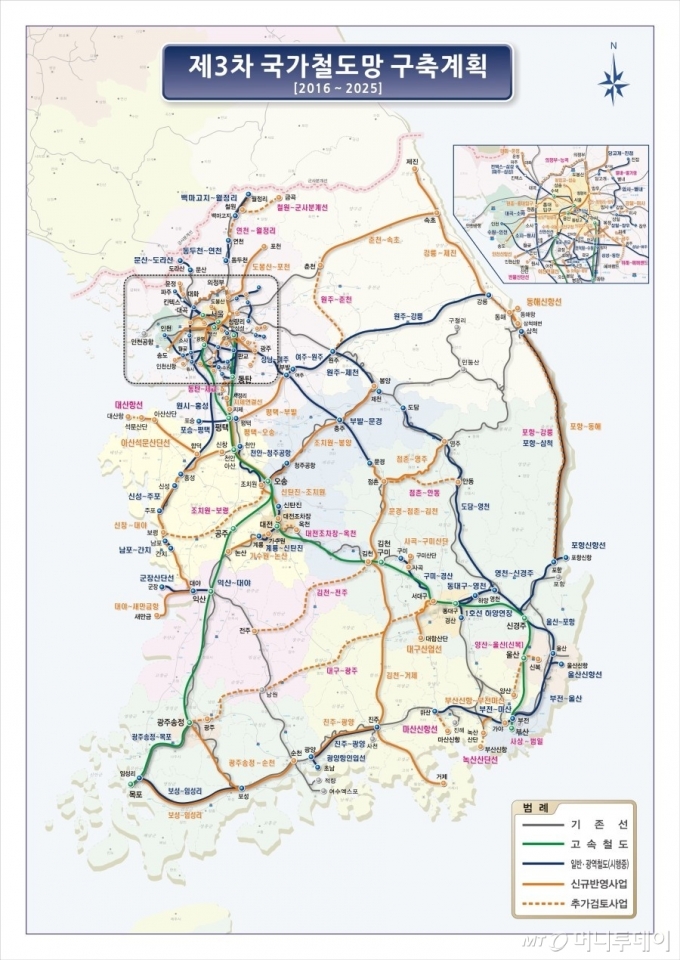 2016년에 수립한 제3차 국가철도망 구축계획/자료제공=국토교통부