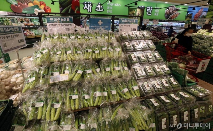 조류인플루엔자(AI)와 한파의 영향으로 농축수산물의 가격이 가파르게 상승한 가운데 25일 서울의 한 대형마트를 찾은 시민들이 장을 보고 있다. /사진=이기범 기자 leekb@